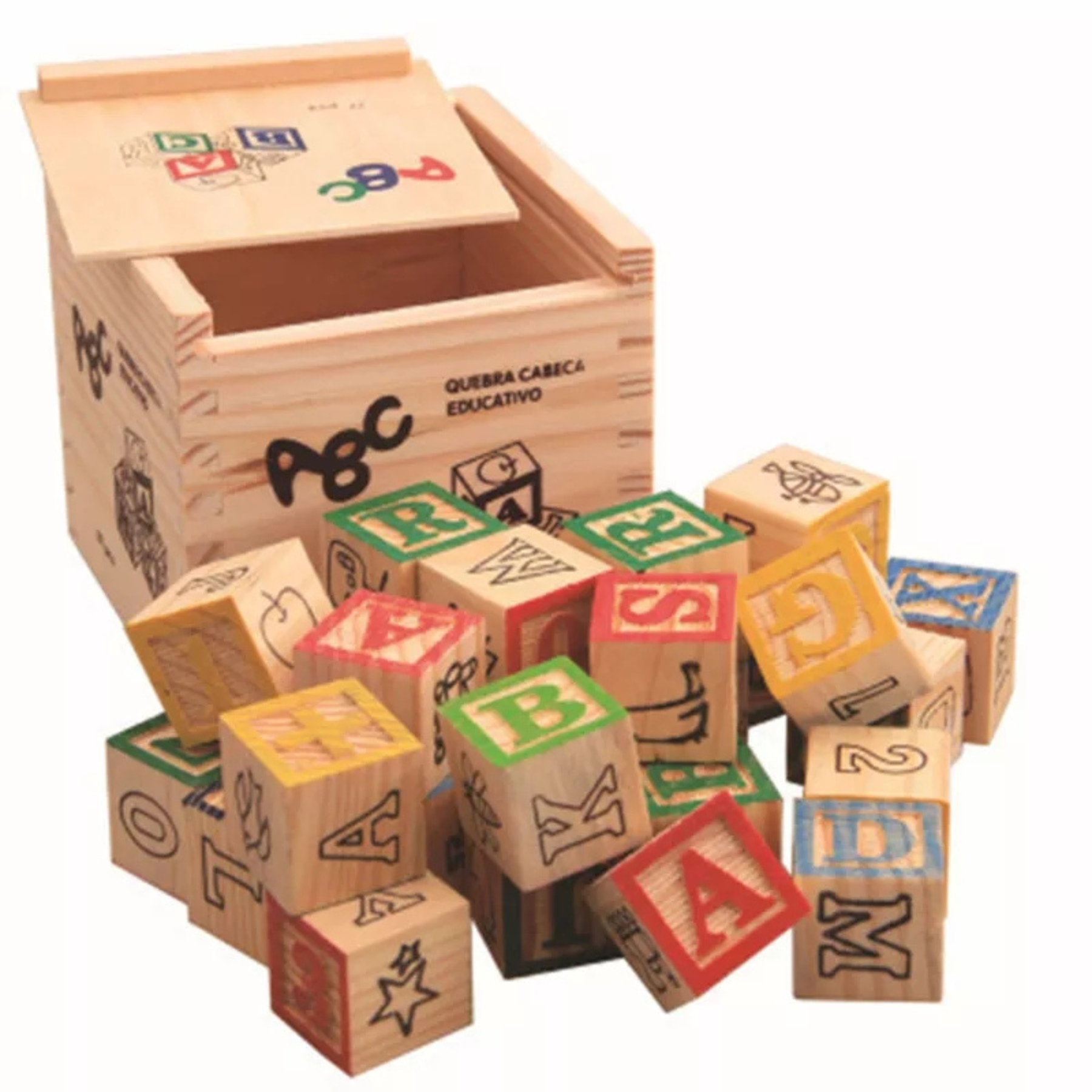 Cubos Didácticos de madera con letras del abecedario 27 pcs - Didactoys,  juguetes didácticos