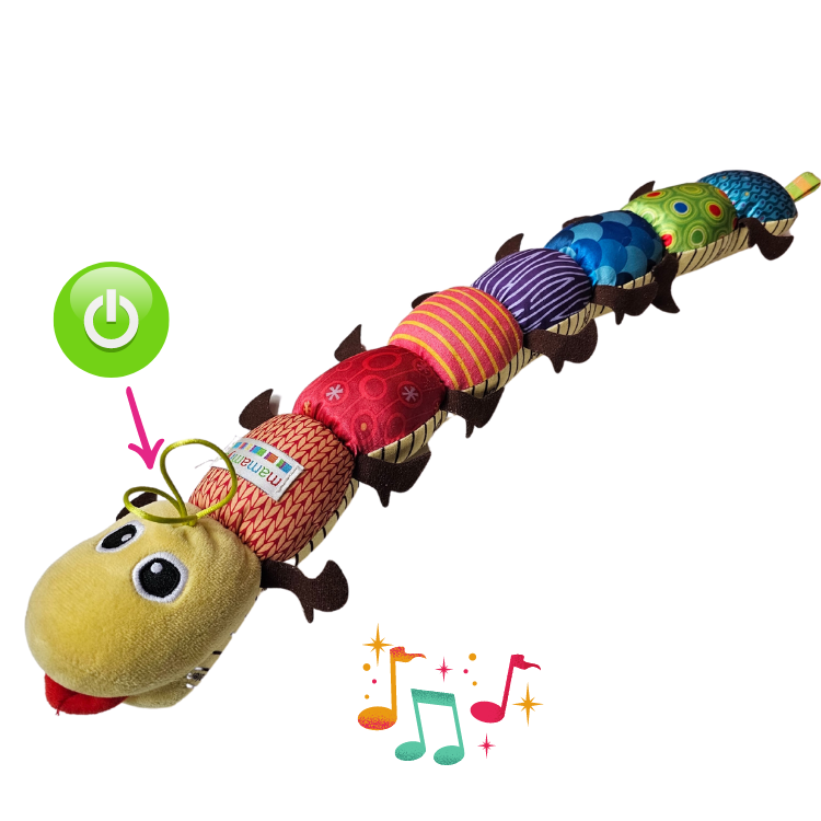 juguete sensorial gusanito de peluche musical