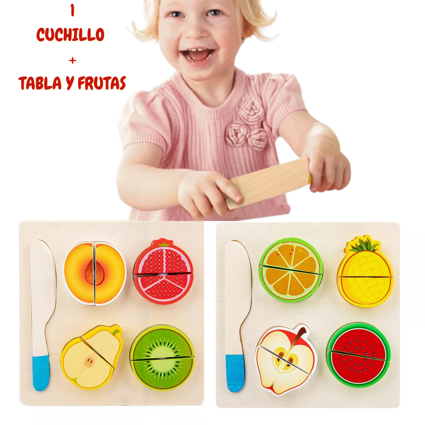 Corta Fruta De Madera Juguete Didáctico De Madera Montessori