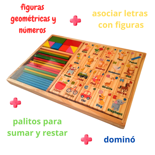 Juguete montessori aprender sumar restar letras y figuras