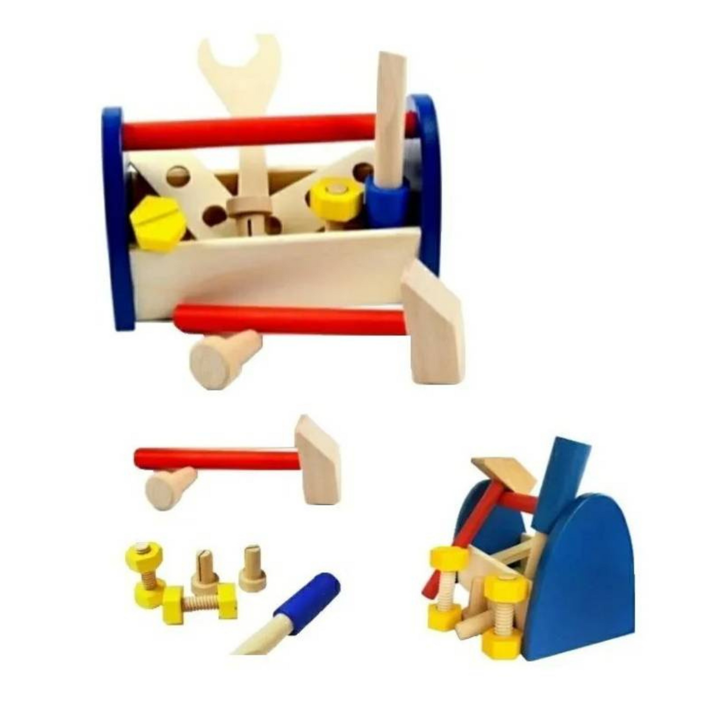 Juego de herramientas de madera para niños, kit de herramientas para niños  con caja de herramientas de madera, juguete educativo STEM de construcción