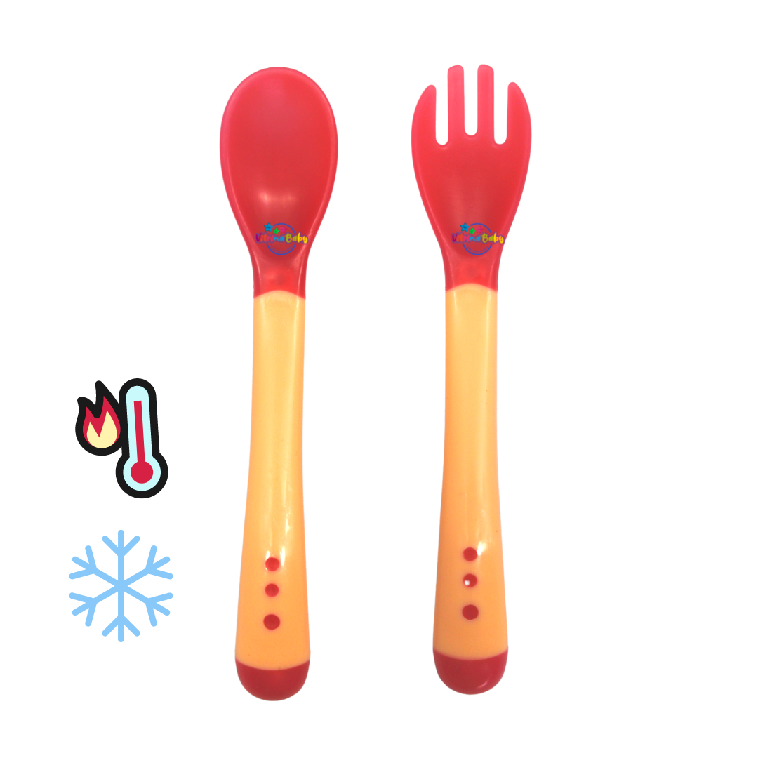 Set cuchara y tenedor térmicos - Rojo