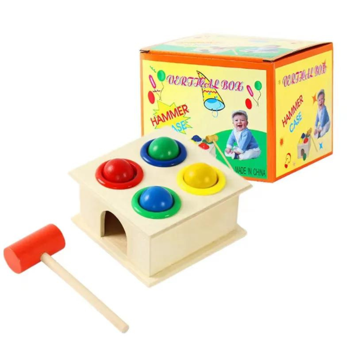 Caja Martillo Didactico Motricidad Juguete Madera Montessori